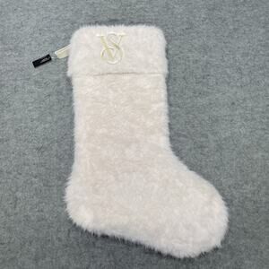 NWT Exclusive Victoria's Secret Christmas Stocking White Faux Fur Gold Lettering